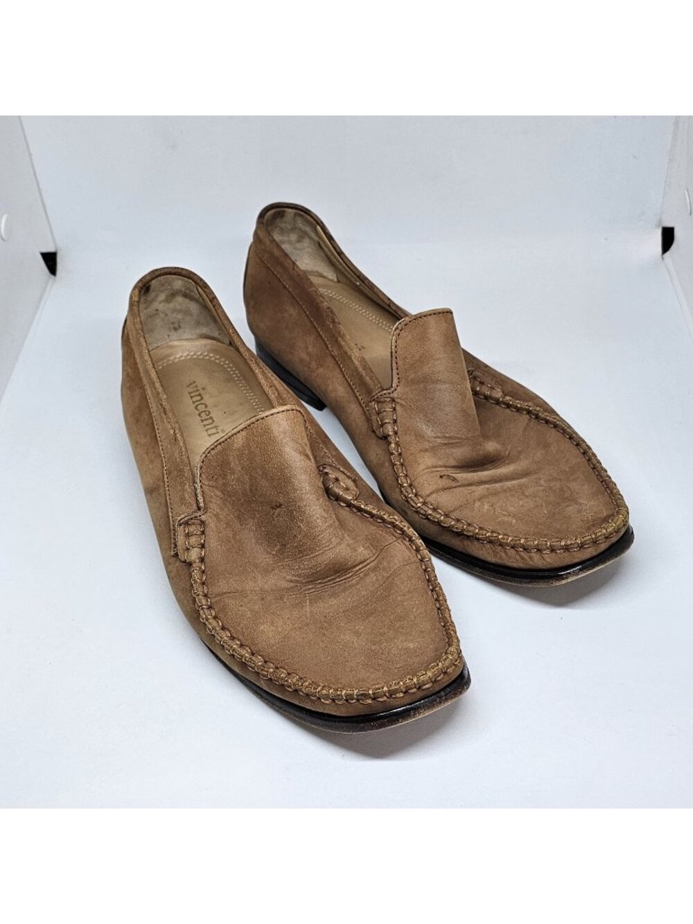 VINCENTI ITALY SZ 42 Brown Raw LEATHER MEN LOAFERS Driving Shoes US sz 9